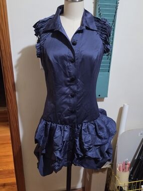 Twelve by Twelve Navy Blue Ruffled Mini Dress
